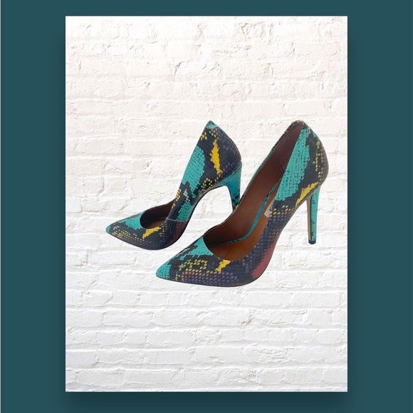 Steve Madden Snakeskin Stiletto Heels Womens Size 5.5 Multicolor Pre owned - Picture 1 of 6